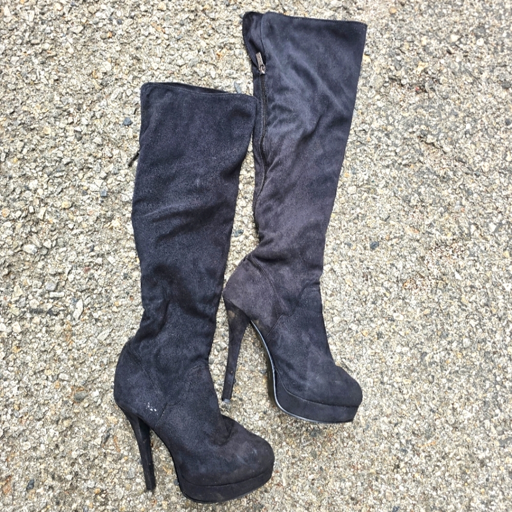 Kim Kardashian Kollectio Suede Knee High Boots